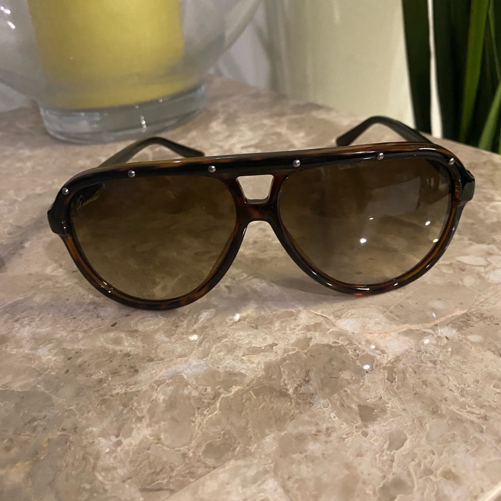 Gucci Atudded Aviator Sunglasses